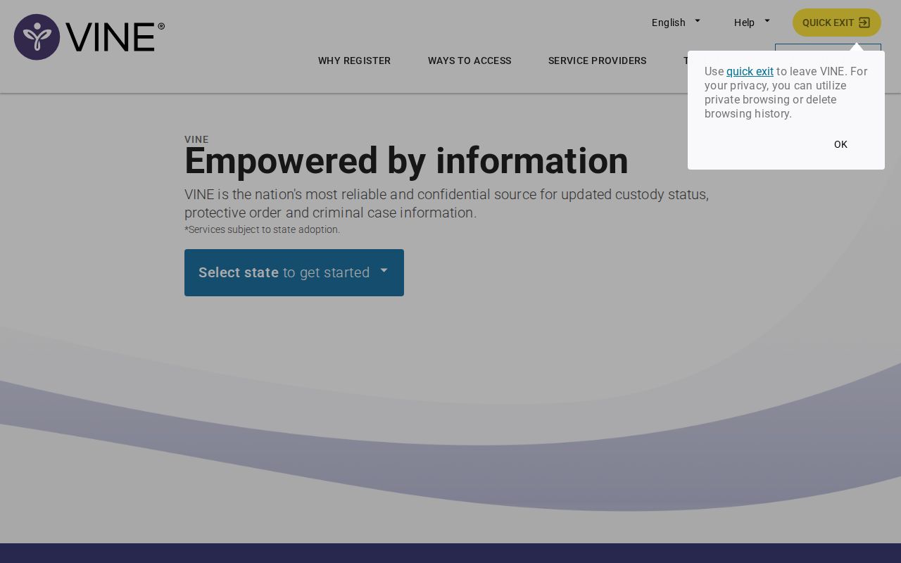 VINELink Johnson County inmate search screen