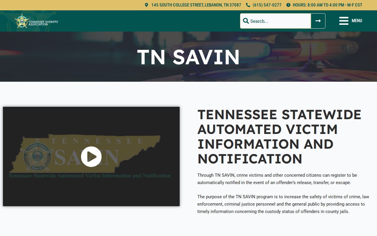 Tennessee SAVIN explanation for Johnson County arrests